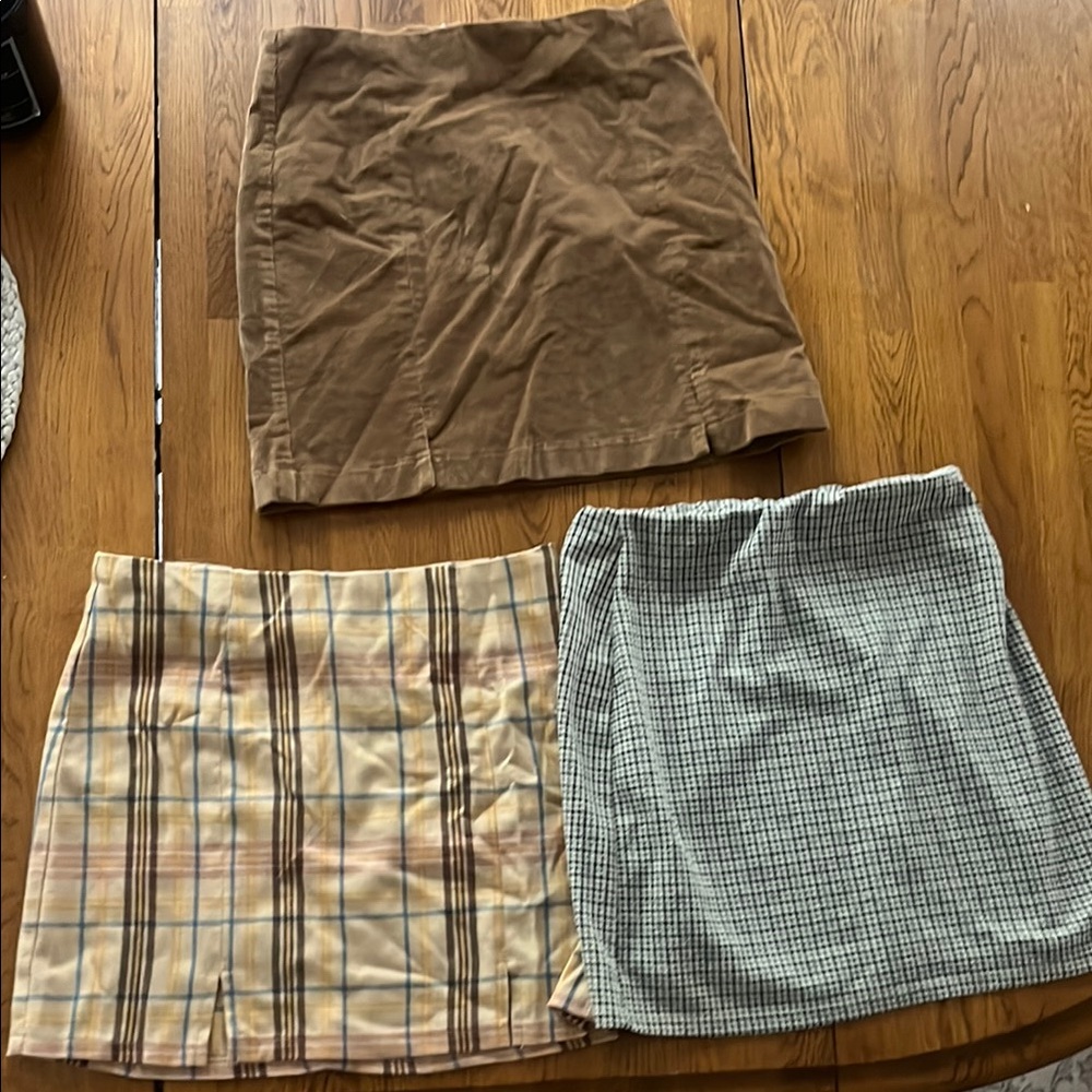 Tilly’s Brown, Plaid, and Checkered Skirt Set